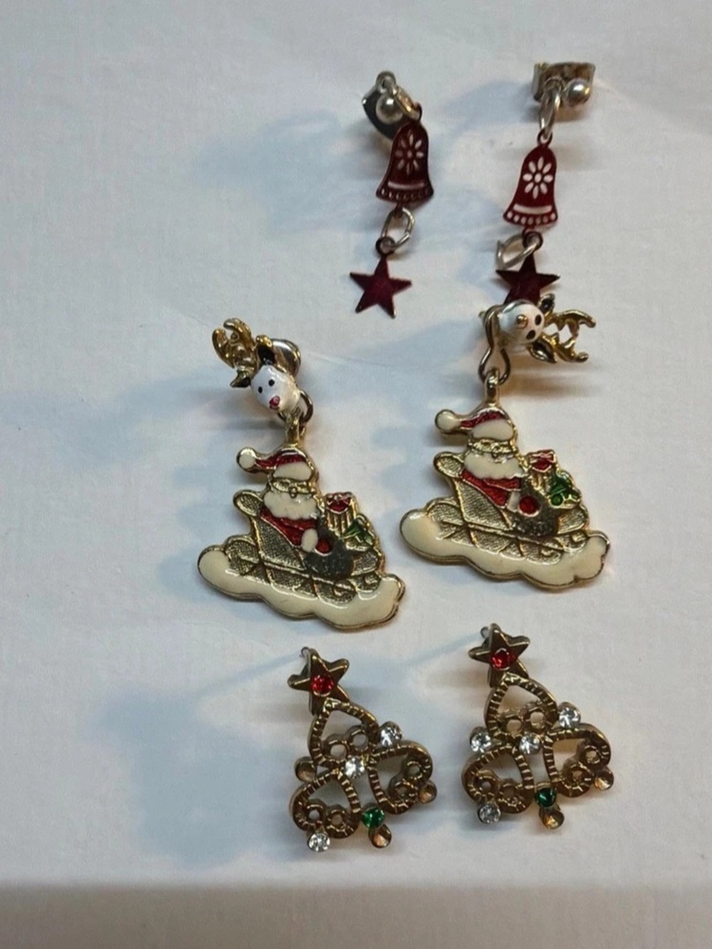 Christmas Holiday pierced Dangle Earrings lot of 3